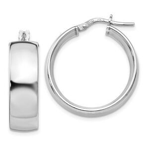 7.5mm Polished Round Hoop Earrings in Sterling Silver, 23mm (15/16 in)